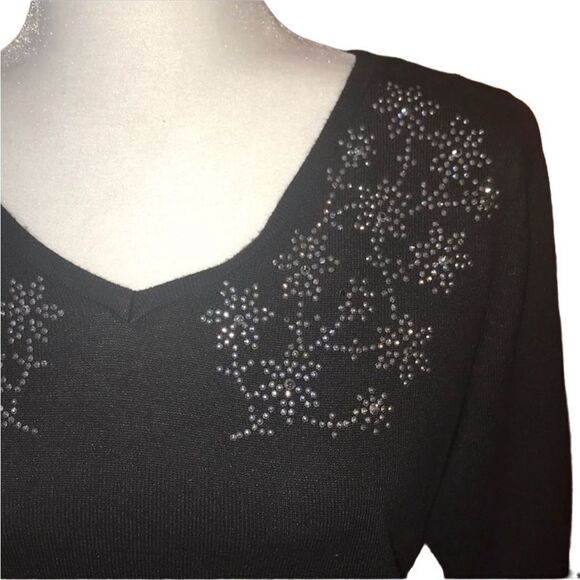 By Design Black Sweater with Crystal Details Size Medium - Picture 3 of 4